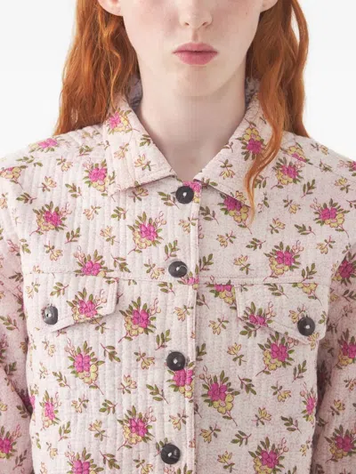 Antik Batik Floral-print Quilted Jacket In Pink