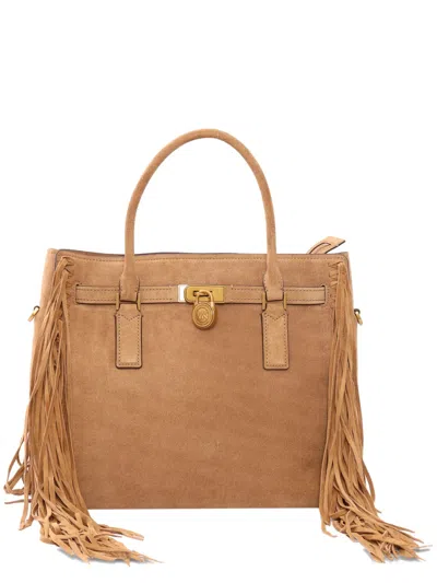 Michael Michael Kors Small Hamilton Moderne Fringed Bag In Brown