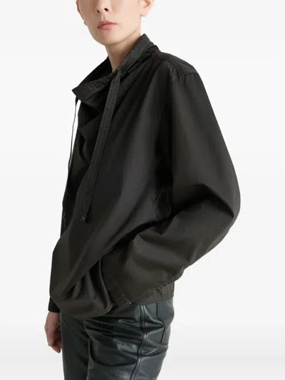 Lemaire Blouse With Drawstring Neck And Long Sleeves In Brown