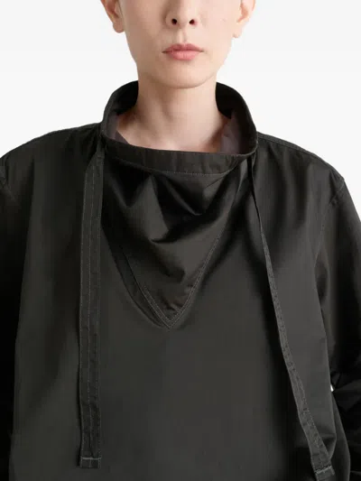 Lemaire Blouse With Drawstring Neck And Long Sleeves In Brown