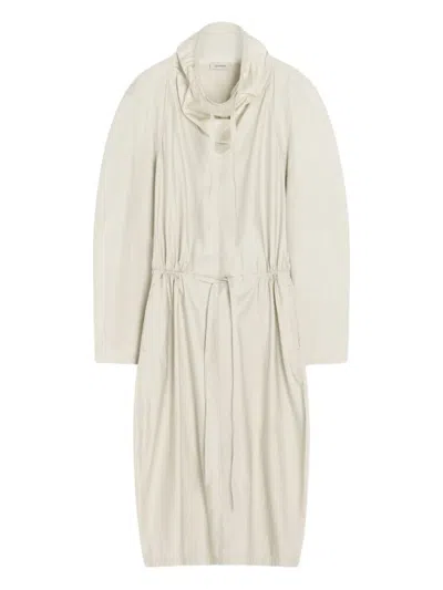 Lemaire Vareuse Long-sleeve Drawstring Dress In Neutral