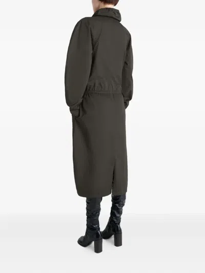 Lemaire Vareuse Raglan-sleeve Drawstring Midi Dress In Black