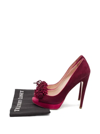 Pre-owned Miu Miu 155mm Leather Heeled Sandals In Red