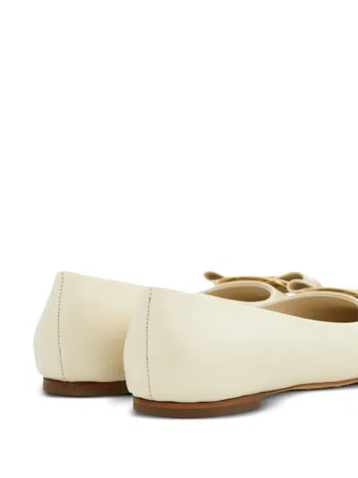 Ferragamo Zea Vara Bow Ballet Flats In Nappa Leather In Neutral