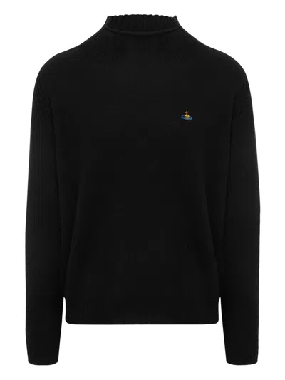 Vivienne Westwood Long Sleeve Mock Neck Knit Sweater In Black