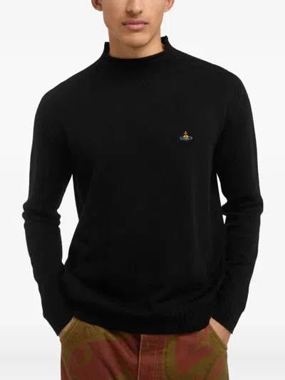 Vivienne Westwood Long Sleeve Mock Neck Knit Sweater In Black