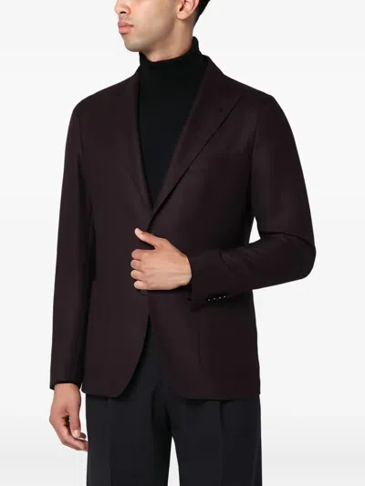 Tagliatore Burgundy Pattern Single-breasted Jacket With Front Pockets In Burgundy