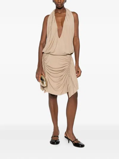 Christopher Esber Shibari Ruched Midi Dress In Neutral