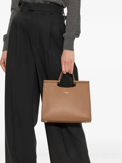 Dolce & Gabbana Women Leather Tote Bag With Top Handle In Brown