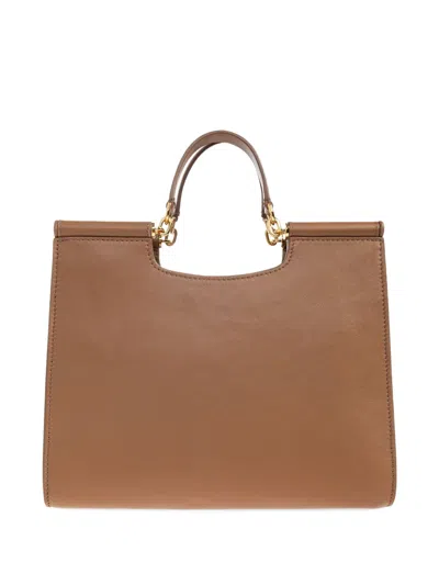 Dolce & Gabbana Women Leather Tote Bag With Top Handle In Brown