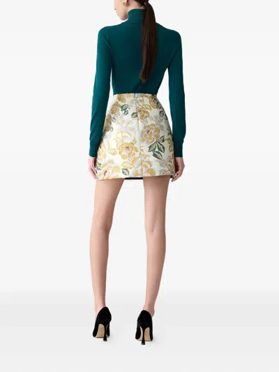 Carolina Herrera Metallic Floral Jacquard Miniskirt In Neutral