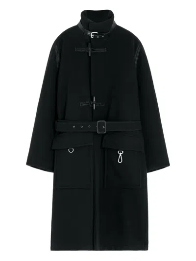 Lemaire Belted Toggle-fastening Coat In Black