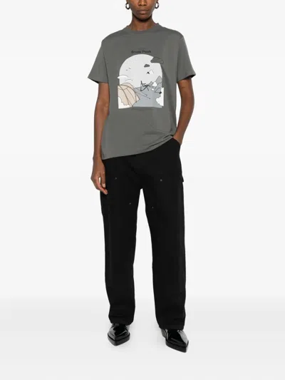 Snow Peak Graphic Print T-shirt In Gray