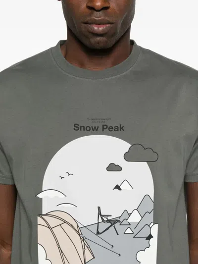 Snow Peak Graphic Print T-shirt In Gray
