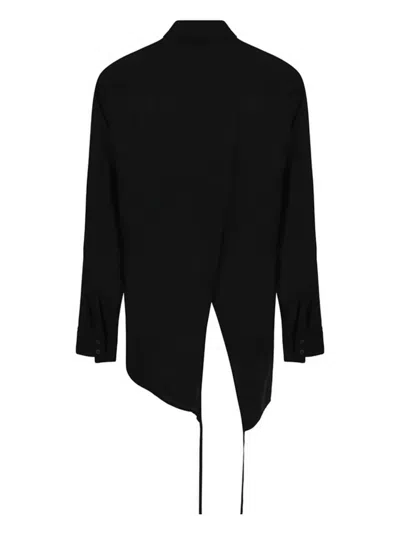 Sulvam Asymmetrical Drawstring Shirt In Black
