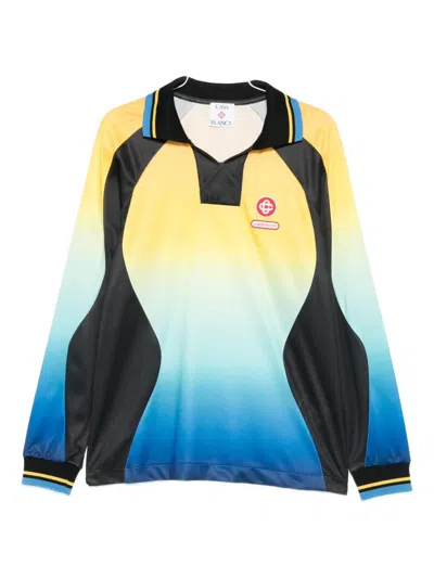 Casablanca Gradient Patterned Crewneck Sweater With Polo Collar In Multi