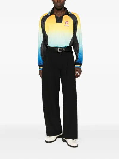 Casablanca Gradient Patterned Crewneck Sweater With Polo Collar In Multi