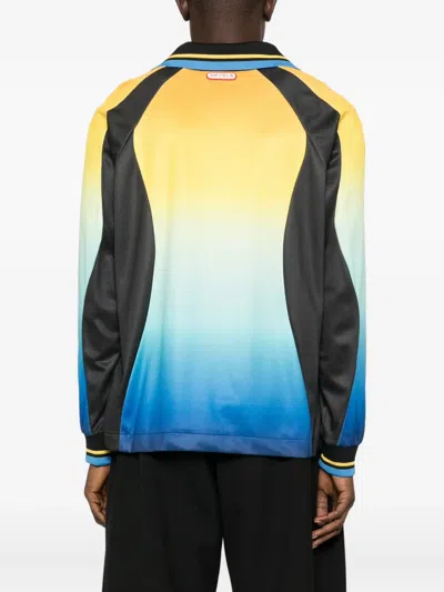 Casablanca Gradient Patterned Crewneck Sweater With Polo Collar In Multi