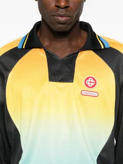 Casablanca Gradient Patterned Crewneck Sweater With Polo Collar In Multi