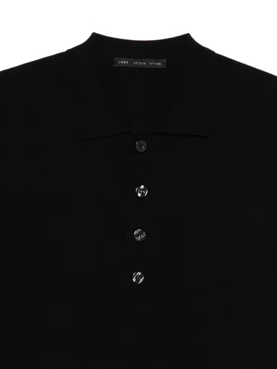 Low Brand Black Sweater With Polo Shirt Style Collar And Long Sleeves In Wool Man In Black