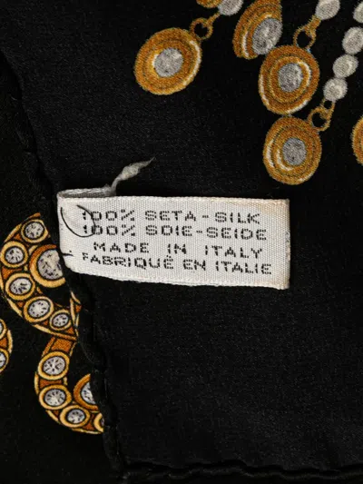 Pre-owned Chanel 20th Century Bijoux Silk Scarf Scarves In Black