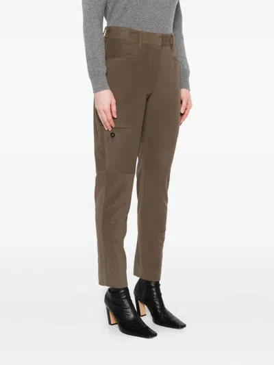 Brunello Cucinelli Pants With Zip At The Bottom In Brown