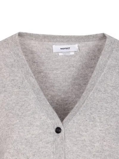 Not Shy Patch-pocket Buttoned Cardigan In Gray