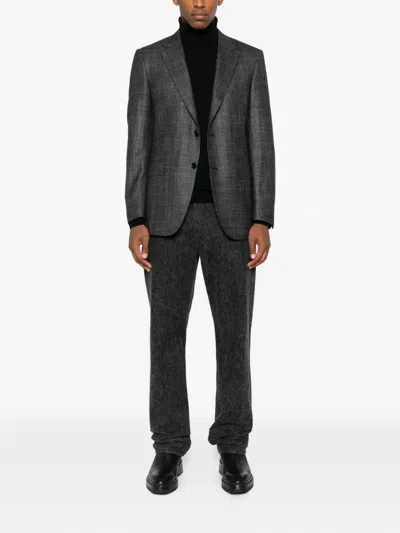 Canali Checked Blazer In Brown