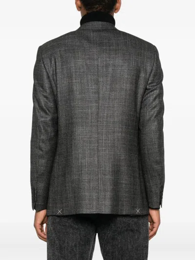 Canali Checked Blazer In Brown