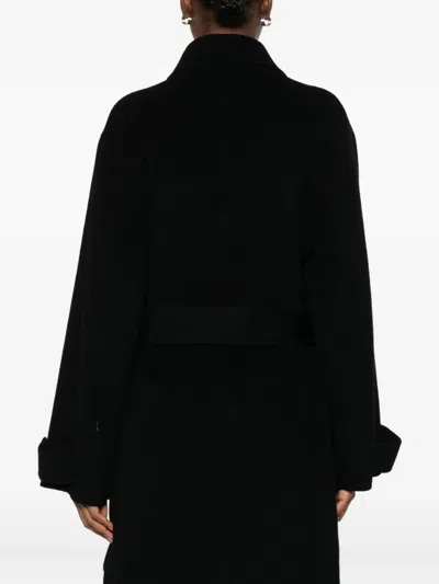 Glox Belted Patch-pocket Coat In Black