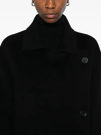 Glox Belted Patch-pocket Coat In Black
