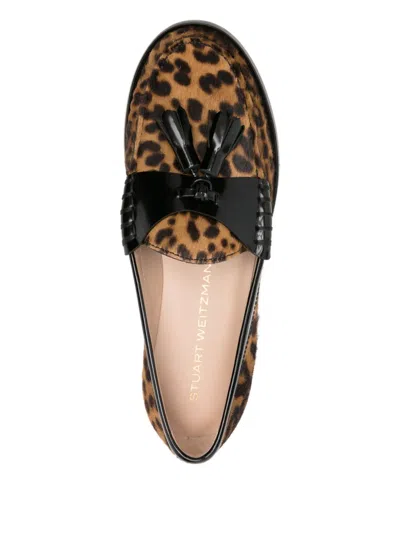 Stuart Weitzman Leopard-print Tassel Loafers In Brown