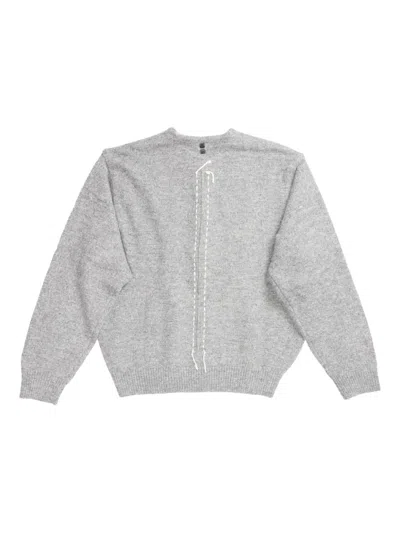 Ader Error Pleated-detail Wool Cardigan In Gray