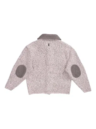 Ader Error Textured-collar Elbow-patch Cardigan In Pink