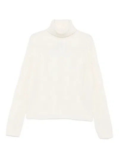 Liu •jo Cable-knit Sweater With High Turtleneck In White