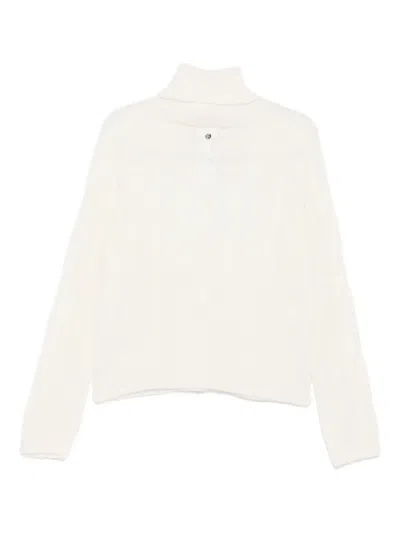 Liu •jo Cable-knit Sweater With High Turtleneck In White