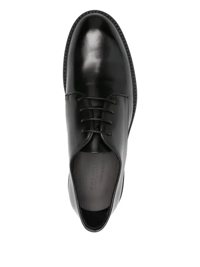Corneliani Leather Derby Shoes In Black