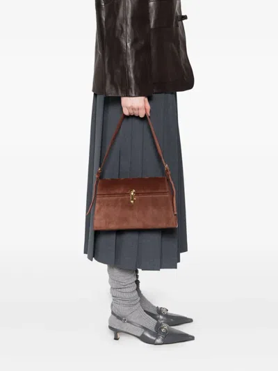 绒面皮搭扣单肩包