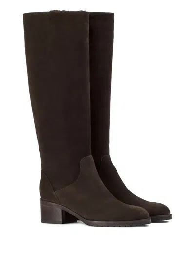 Doucal's Block-heel Suede Boots In Brown