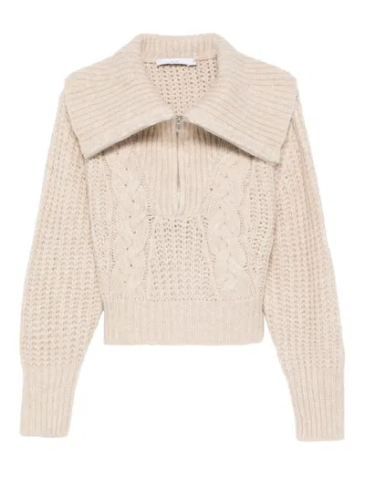 绞花针织拉链领毛衣