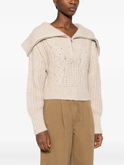 绞花针织拉链领毛衣