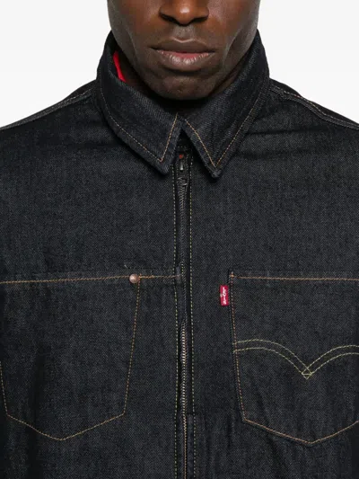 Levi's Zip-front Patch-pockets Denim Jacket In Blue