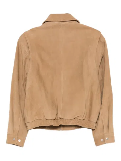 Dunst Zip-front Suede Jacket In Neutral