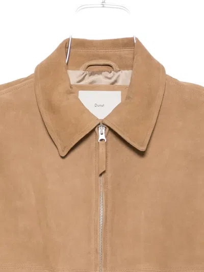Dunst Zip-front Suede Jacket In Neutral