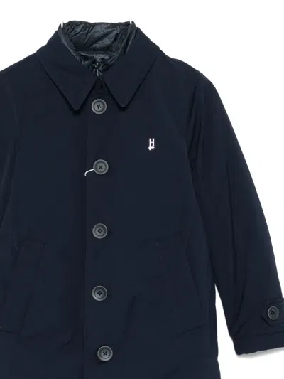 Herno Buttoned Padded Coat In Blue