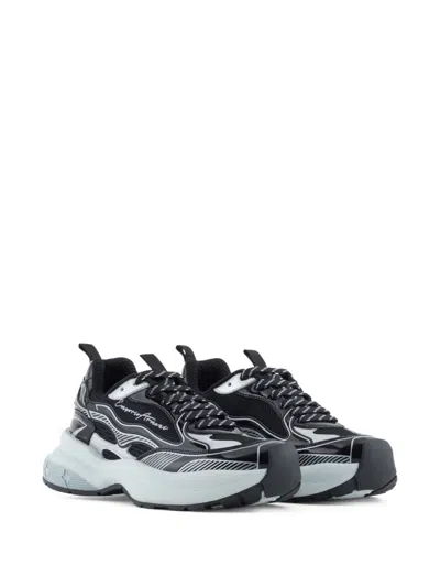 Emporio Armani Mesh Sneakers With Laminated Details And Signature Logo In Multi