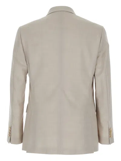 Reveres 1949 Beige Double Breasted Jacket With Peak Lapels In Virgin Wool And Cotton Blend Woman In Multi