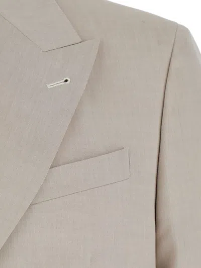 Reveres 1949 Beige Double Breasted Jacket With Peak Lapels In Virgin Wool And Cotton Blend Woman In Multi