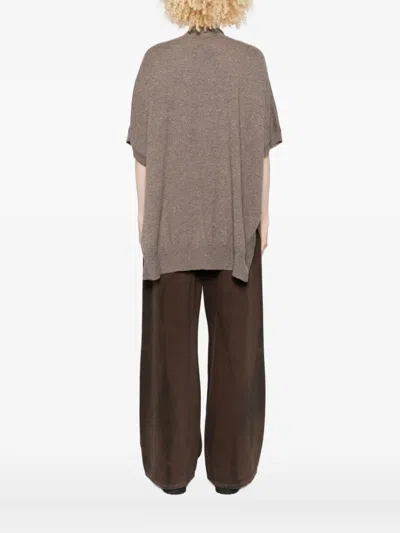 Gotha Short-sleeved Open-front Cardigan In Brown