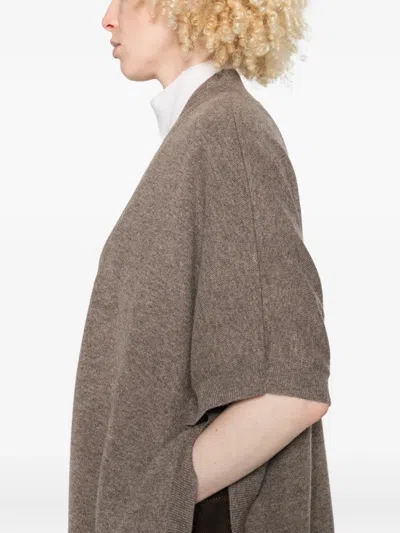 Gotha Short-sleeved Open-front Cardigan In Brown